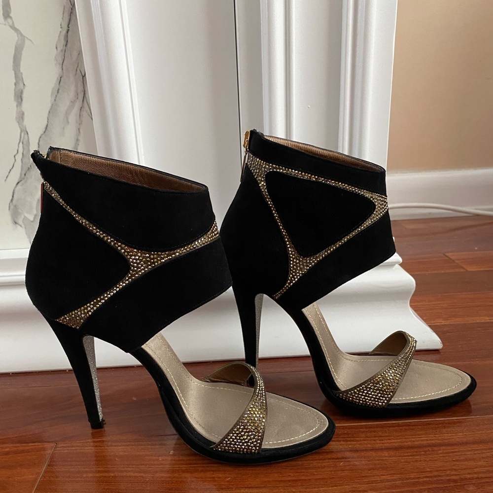Rene Caovilla Suede Crystal Heels
